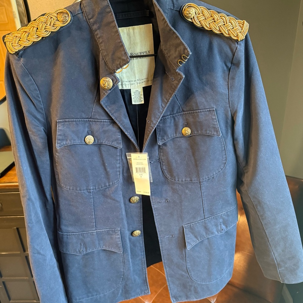 Ralph Lauren Navy Military Jacket with Gold Accents